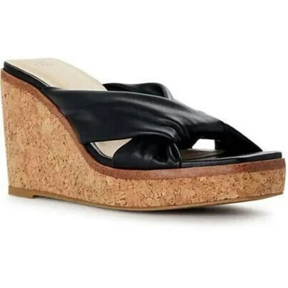 Women's Size: 6 Wedge High Heel Sandals Black . Time and Tru . New w/ Tags
